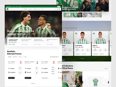 Football Club Profile - Landing Page Redesign clean company profile fixtures football hero highlights home landing page match merchandise modern news shop soccer squad team ticket uiux web web design