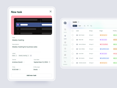 New task in CRM crm crm design interaction design popup design product design task popup uiux uiux design