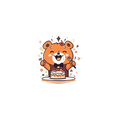 bear illustration with a cake animal bear cake celebrating colorful design graphic design illustration logo teady