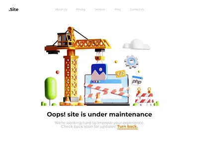 Site Under Maintenance 3D Illustration 3d 3d illustration 404 animation blender cycles empty state illustration landing page render ui ui illustration under constructions under maintenance