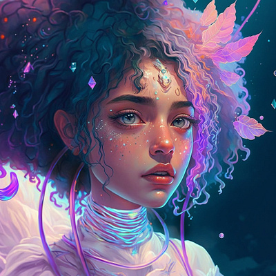 Portrait of Purple Girl aiart aiartwork character characterdesign digital2d drawing fantasy femaleportrait girl illustration painting portrait surreal surrealism woman