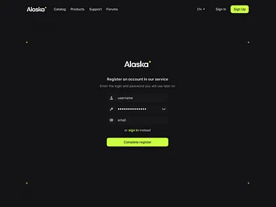 Alaska Registration login registration signin ui web