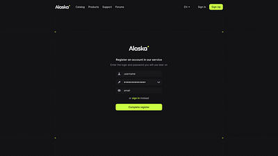 Alaska Registration login registration signin ui web