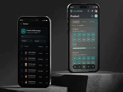 WareTrack Mobile App - SaaS Warehouse - Product app clean concept dark theme inventory ios logistictech management mobile mobile app mobile design product responsive saas supplycahin table ui uiux ux warehouse