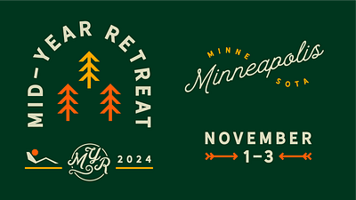 Mid-Year Retreat autumn badge branding design event fall illustration logo minneapolis minnesota typography