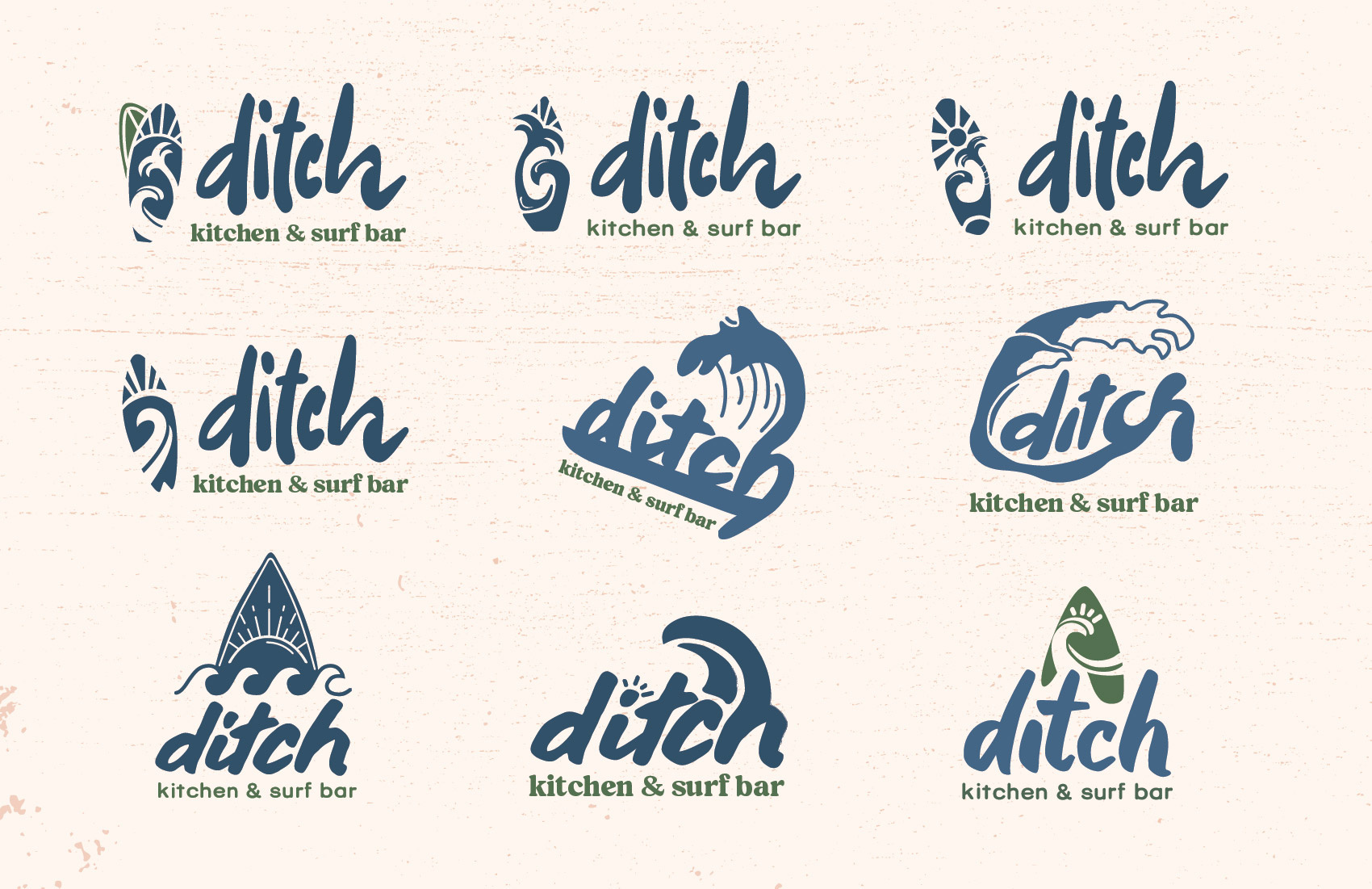 Ditch Logos beach branding graphic design logo restaurant surf vector