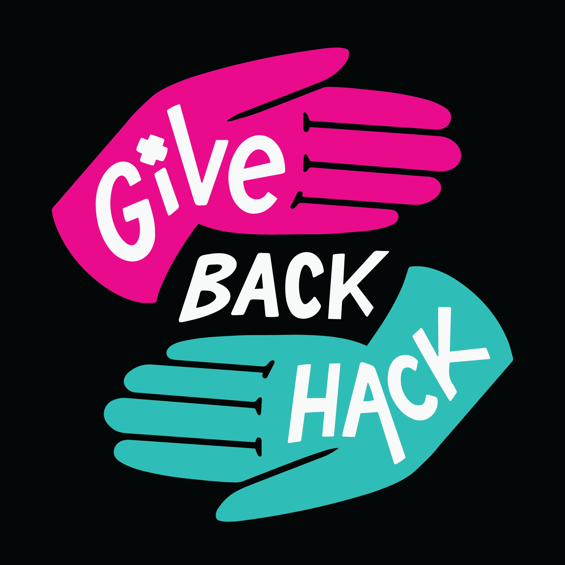 GiveBackHack '24 branding event hand lettering hand type identity illustration lettering logo magenta procreate teal type typography vector