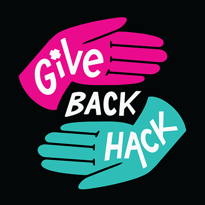 GiveBackHack '24 branding event hand lettering hand type identity illustration lettering logo magenta procreate teal type typography vector