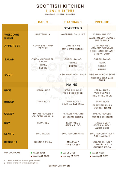 Cafe Menu - The Scottish Cafe branding