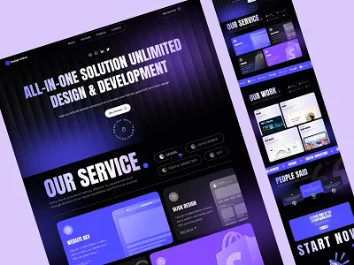 Agency Website Landing Page Design agency branding design agency graphic design illustration landing page tech agency ui uiuxdesign user interface vector website