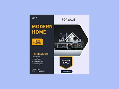 Real Estate Promotion Social Post Design Template advertising business design home sale house instagram post modern modern home post sale social media ads social media post template