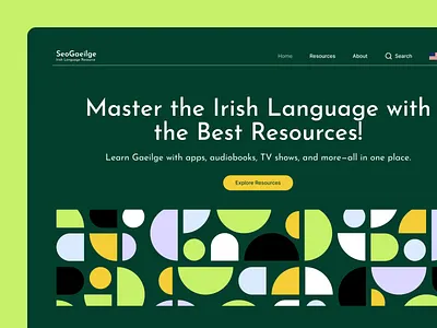 Gaeilge Learning resources website design figma figma design green green design language learning learning platfrom resources resources platfrom ui ui design uiux ux webdesign
