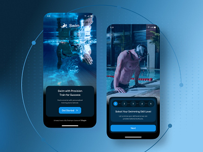 Swimming iOS mobile app activity app app design app ui design concept daily ui diving fitness flat hiking interaction ios mobile running smart pool swimming tracking ui ui ux walking