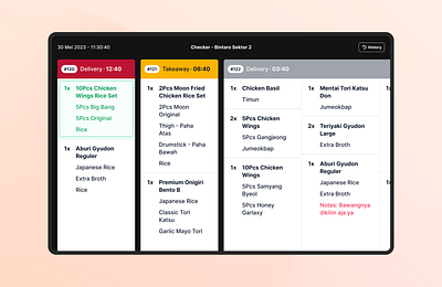 Hangry KDS (Kitchen Display System) app dashboard design ui ux