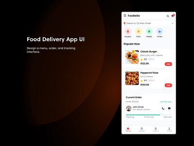 🚀 Daily UI Challenge – Food Delivery App UI 🍔📱 app branding design graphic design illustration logo typography ui ux vector