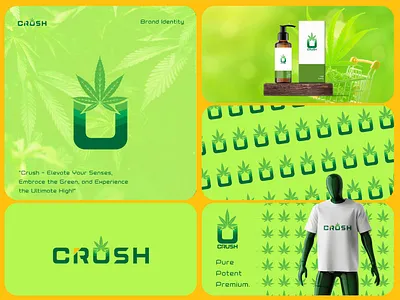 "CRUSH" Hemp Weed CBD Store logo Design & Branding brand book brand guideline brand identity branding cannabisbranding cannabisleaf cbdlogo creative logo design graphic design greenleaflogo hemplogo hempstorebrand herbalwellness logo marijuanadesign medicalcannabis natureinspiredlogo organichemp weedlogo