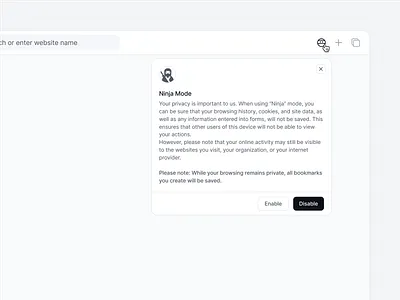 Private Browsing Mode UI - Ninja Mode 🥷🏿 browser browser light browser ui designs browsers ui browsing feature firefox google chrome gui chrome microsoft edge modal dialog mode ninja mode privacy private safari tooltip ui browser visual design webui