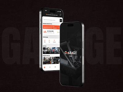 Garage Hub - Vehicle Service App UI appdesign branding creativedesign design dribbleshots figma illustration logodesign minimaldesign moderndesign prototype ui uiux ux webdesign website