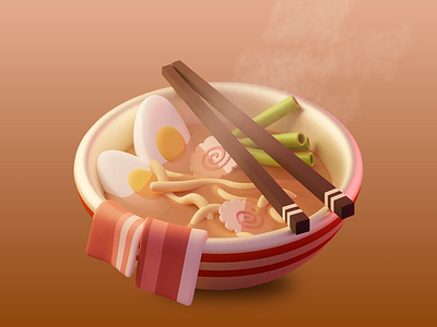 3D digital Illustration Bowl of Ramen 3d 3d art 3d art work 3d illustration 3d visual abstract appetizing appetizing design bowl of food bowl of ramen chopsticks comfort food comforting design cozy delicious digital art food illustration japanese food ramen warm