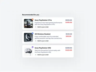 Product Recommendation UI card card component card ui card ui design card view cards cart ui checkout designs checkout flow checkout ui checkout ui design product product card product card project product card ui product cards product suggestions recommendation