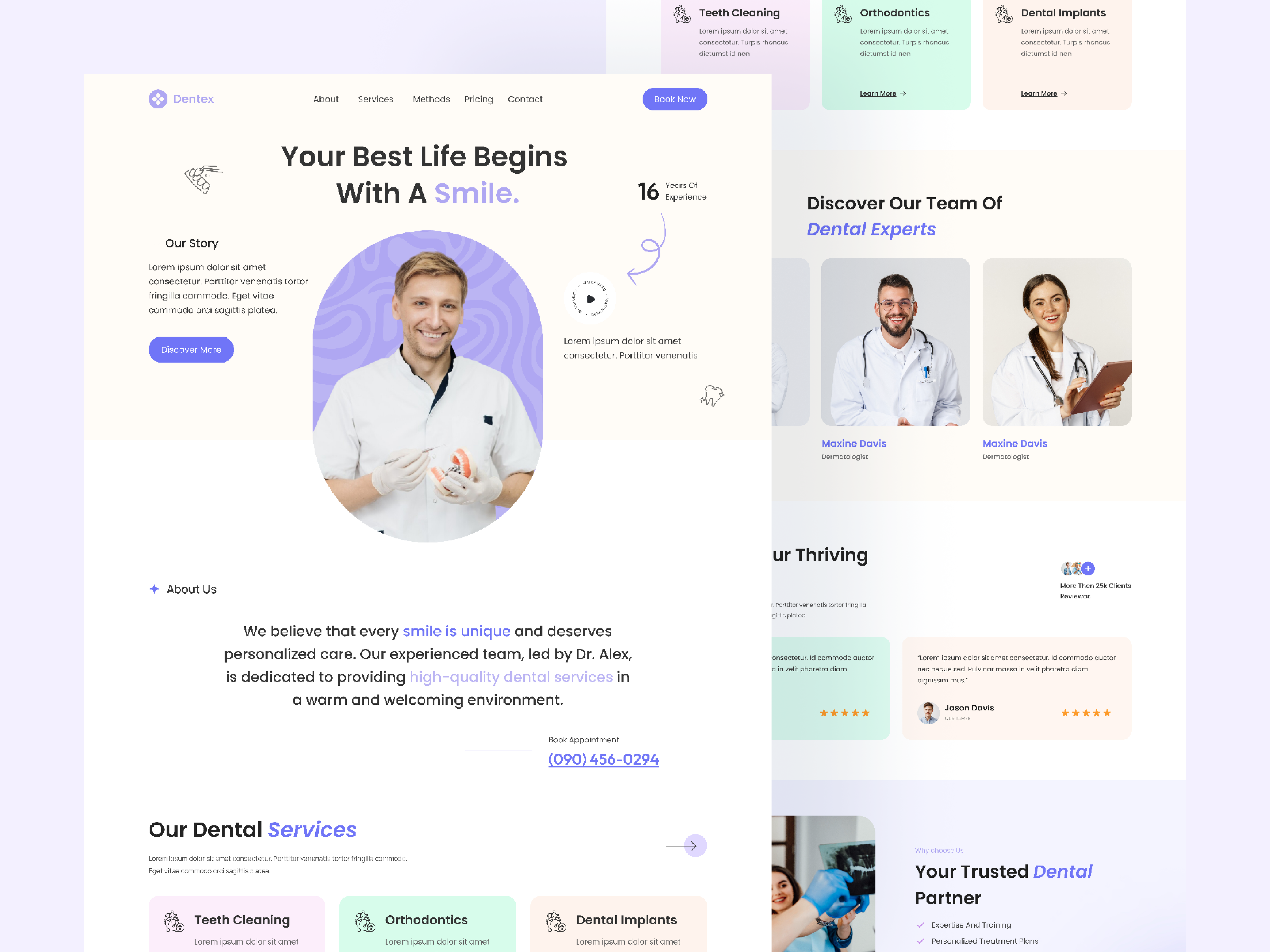 Dental Care Landing Page Design clinic cosmetology dental dentalcare dentist dentistlife dentistry doctor healthcare implant landing page medical oralcare oralhealth ortodoncia smile teeth uiux website