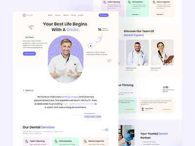 Dental Care Landing Page Design clinic cosmetology dental dentalcare dentist dentistlife dentistry doctor healthcare implant landing page medical oralcare oralhealth ortodoncia smile teeth uiux website