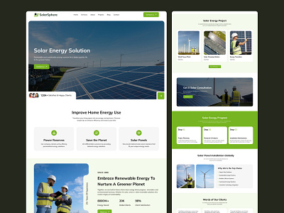 Solar Panel Company Home Page Website corporate website eco farmer green energy homepage landing page landingpage solar solar electricity solar energy solar panels solar system sustainable ui wind turbine