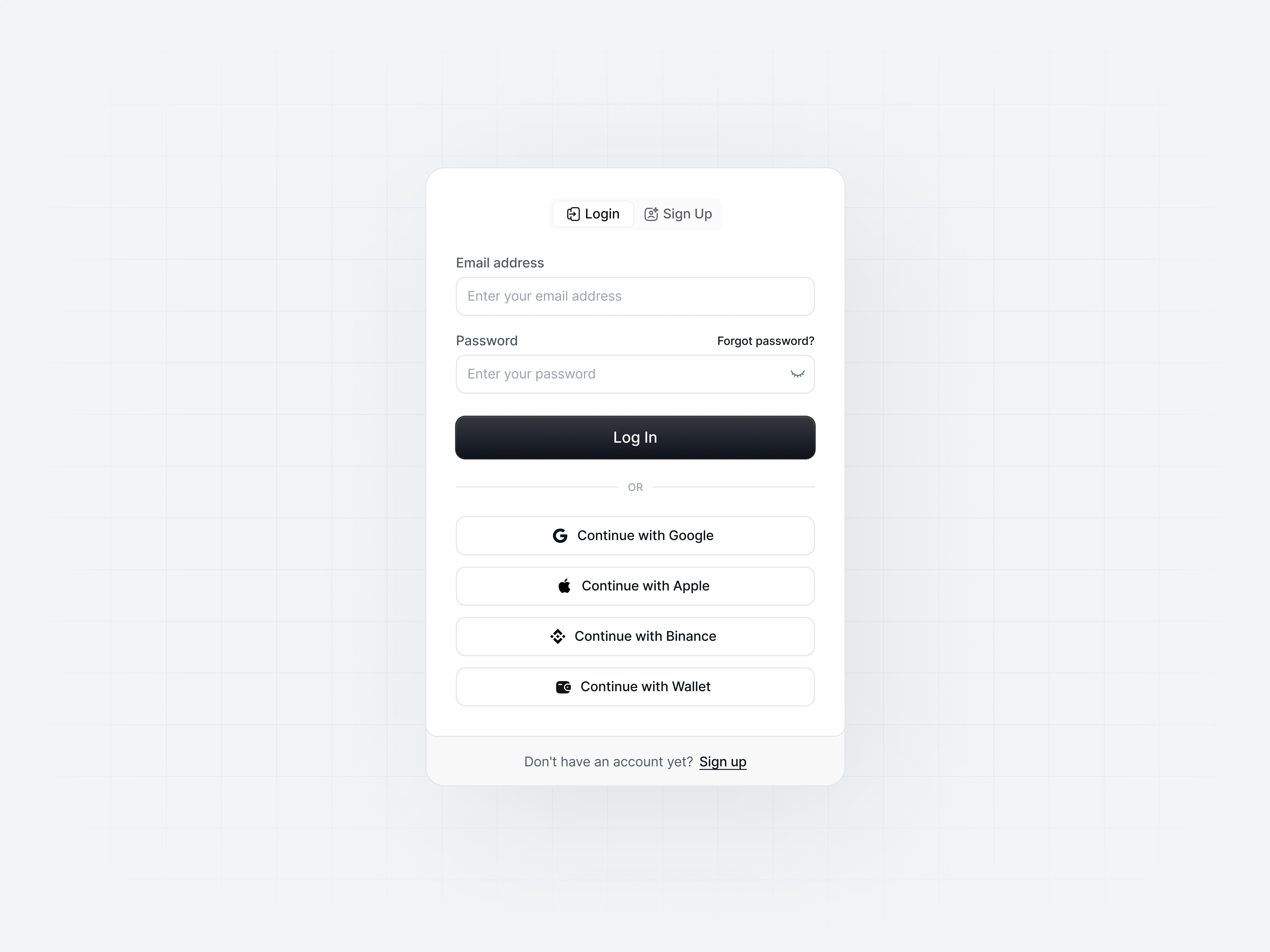 Login UI with Multiple Auth Options by Dmitry Sergushkin on Dribbble