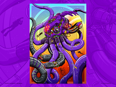 ValorizeDAO - V04 (Obsidian) animal character crypto illustration iqbalhakimboo kraken mech nft octopus poster procreate robot valorizedao