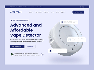 Triton Sensors Hero Section Redesign blue conversion focused design figma header hero section landing page minimal modern redesign typography ui ui design uiux design user friendly uxui design visual web design website design website redesign