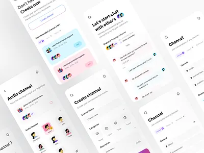 Social Media Chatting App app app design audio channel card channel chatbot chatting communication component conversation dropdown messaging minimal design networking platform social social media social networking talk text channel