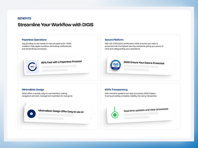 DIGIS Website - Benefits Section UI Design branding clean design fintech illustration insure tech logo minimalist saas ui uidesign ux