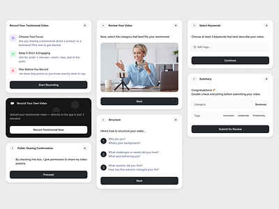 Testimonial Video Submission UI dialog dialogs engagement feedback system modal modal dialog modal dialog box modal ui review platforms testimonial testimonial form testimonial video usability video submission ui video testimonial video testimonial software video testimonials