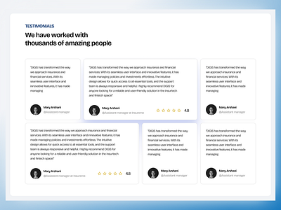DIGIS Website - Testimonials Page UI Design branding clean design fintech illustration insure tech logo minimalist saas ui uidesign ux