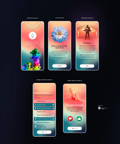 The mobile app named "Nock Wellness" designed by Ansysoft adobephotoshop dietplan digitalhealth exerciseplan fitnessjourney habitformation healthcoaching healthtech healthyhabits healthylifestyle mobileapp needsassessment nockapp onlinetraining personalizedcurriculum personaltrainer progresstracking selfimprovement wellbeing wellnessapp