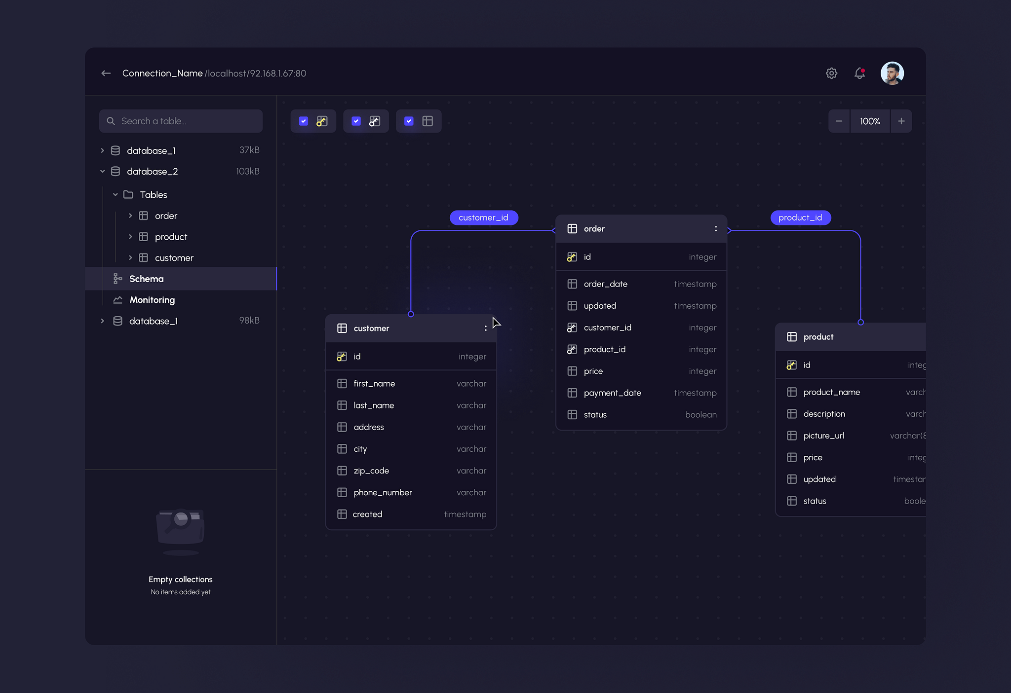 Database schema by Florentyna Piłat on Dribbble