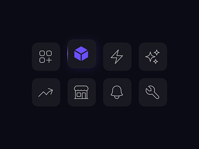 Icons set dark dashboard design flat home icons landing layo menu navigation page studio ui ux website