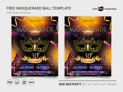 Free Masquerade Ball Template + Instagram Post (PSD) ball event events flyer flyers free freebie instagram masquerade photoshop print printed psd template templates
