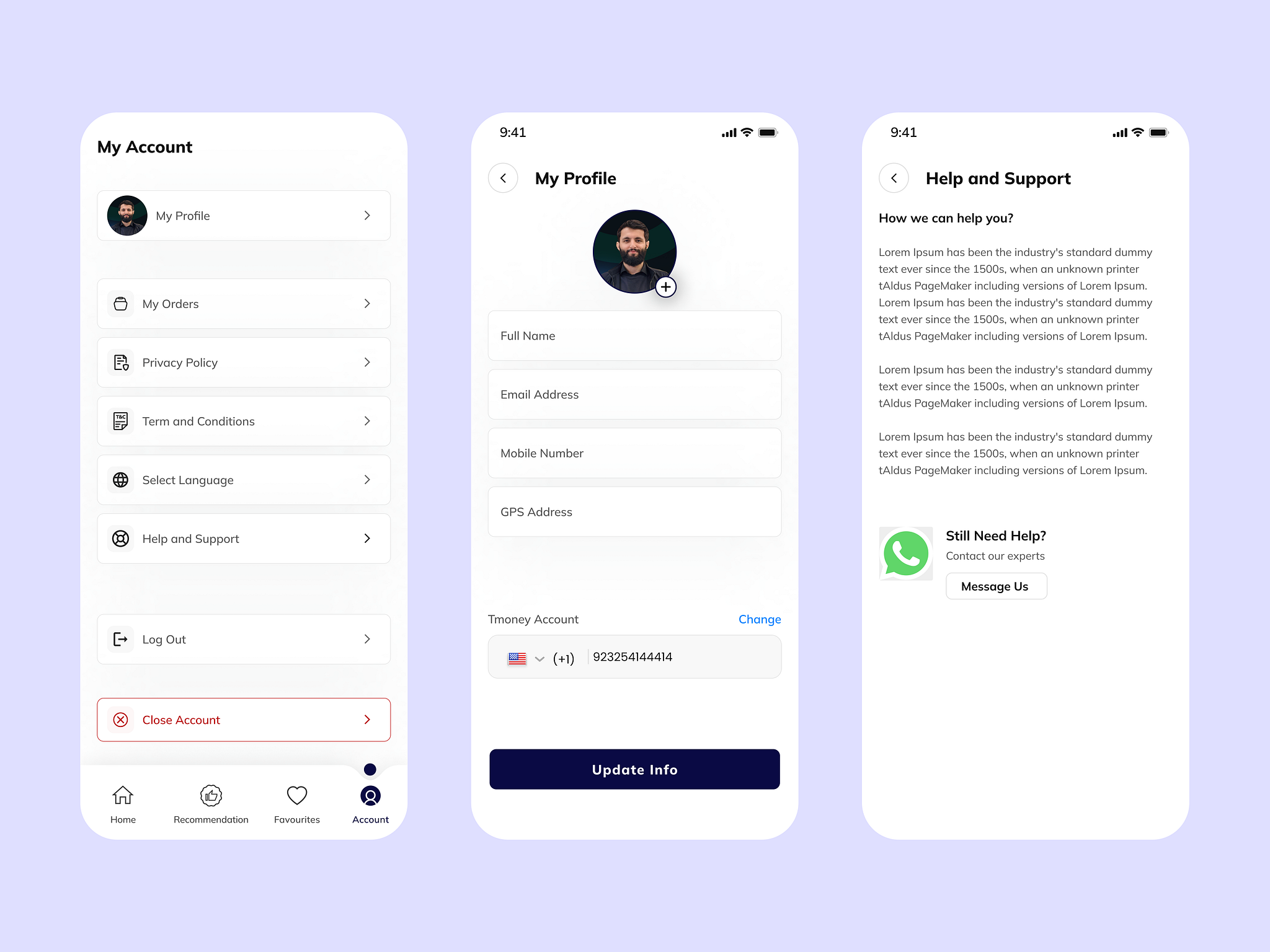 User Profile Mobile screens by Ahtisham Niaz on Dribbble