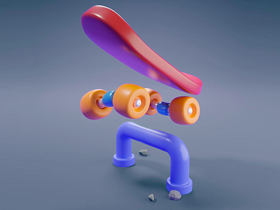 3D Model of Playful Skateboard 3d 3d art 3d design 3d illustration 3d visual blue gradient bright colors cheerful clean clean 3d design digital illustration gradient background graphic design minimalism modern playful design playful skateboard playful vibe skateboard skateboard 3d