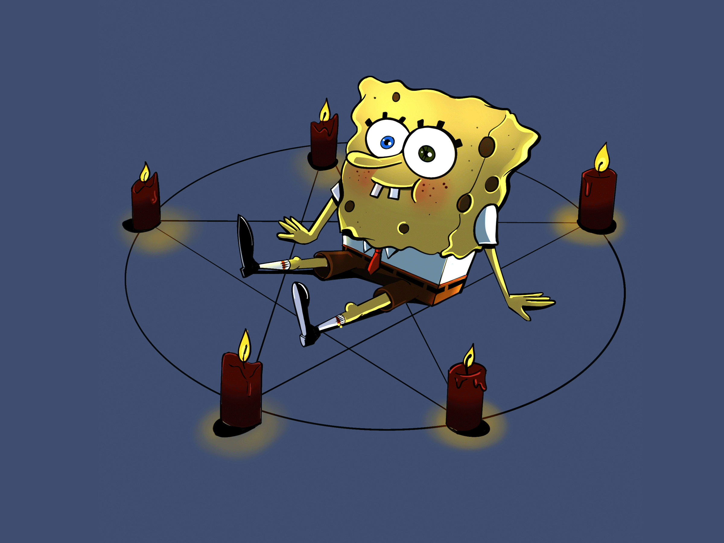 Clueless Yellow Sponge GIF – Just Vibing animation candles cartoon character design comic frame by frae fun graphic design illustration joke tarot witch