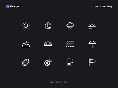 Weather - Uxercon Icon Library design figma graphicdesign icon iconskit lineicon ui uiux ux uxercon