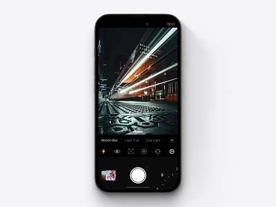 Slow Shutter Cam Redesign - Concept app cam cam app camera app dailyui dark mode interface ios minimal modern photo photo app ui