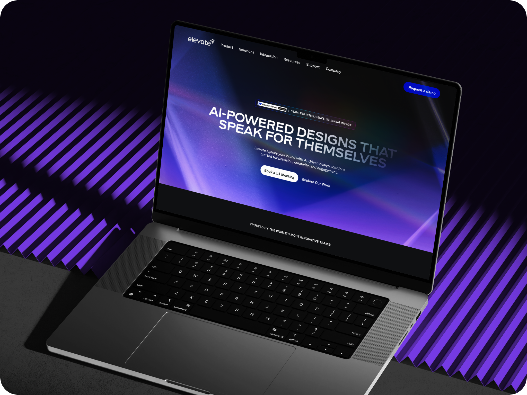 Elevate – AI-Powered Web Design for Agencies aidesign creativeagency darkui design dribbble graphic design landingpage modernweb nocode ui uiux webdesign