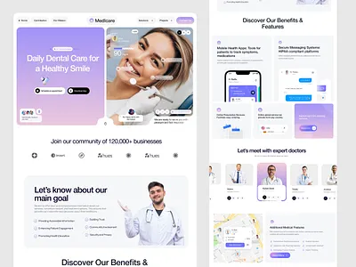 Dental Healthcare Website app care clinic densist dental care design doctor ecommerce healcare hospital implants medical website medicine online shop oral health shop startup teeth uiux webdesign