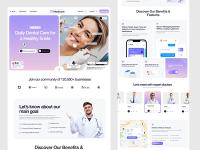 Dental Healthcare Website app care clinic densist dental care design doctor ecommerce healcare hospital implants medical website medicine online shop oral health shop startup teeth uiux webdesign