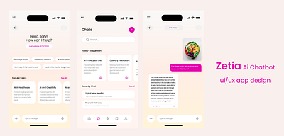 Zetia AI Chatbot – UI/UX App Design ai animation app app design branding chatbot design figma graphic design illustration logo mobileapp motion graphics ui uiuxdesign