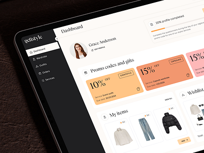 Fashion Services and Marketplace Dashboard app dashboard design ecommerce editorial fashion marketplace profile trends ui web