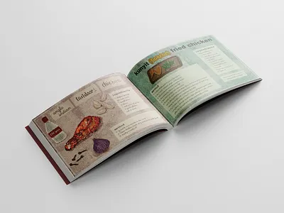 Mom's Cook Book coffee table book food illustration freelance illustrator graphic design recipe book tandoori chicken