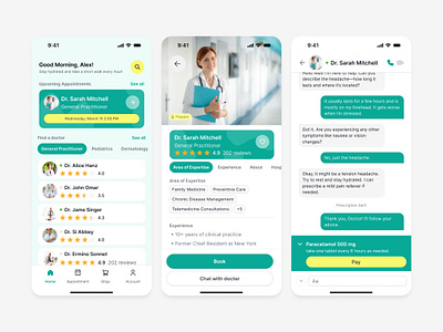 Telemedicine App green health mobile telemedicine telemedicine app ui ux